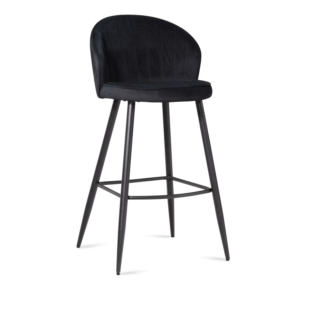 Barhocker Samt Lehne Skandi-Stil Stoff Metall Gepolstert