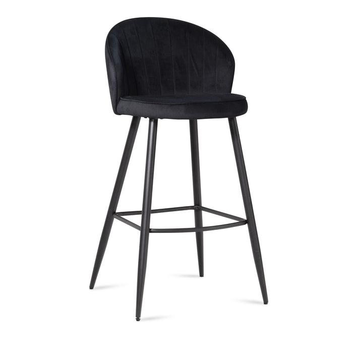 Barhocker Samt Lehne Skandi-Stil Stoff Metall Gepolstert