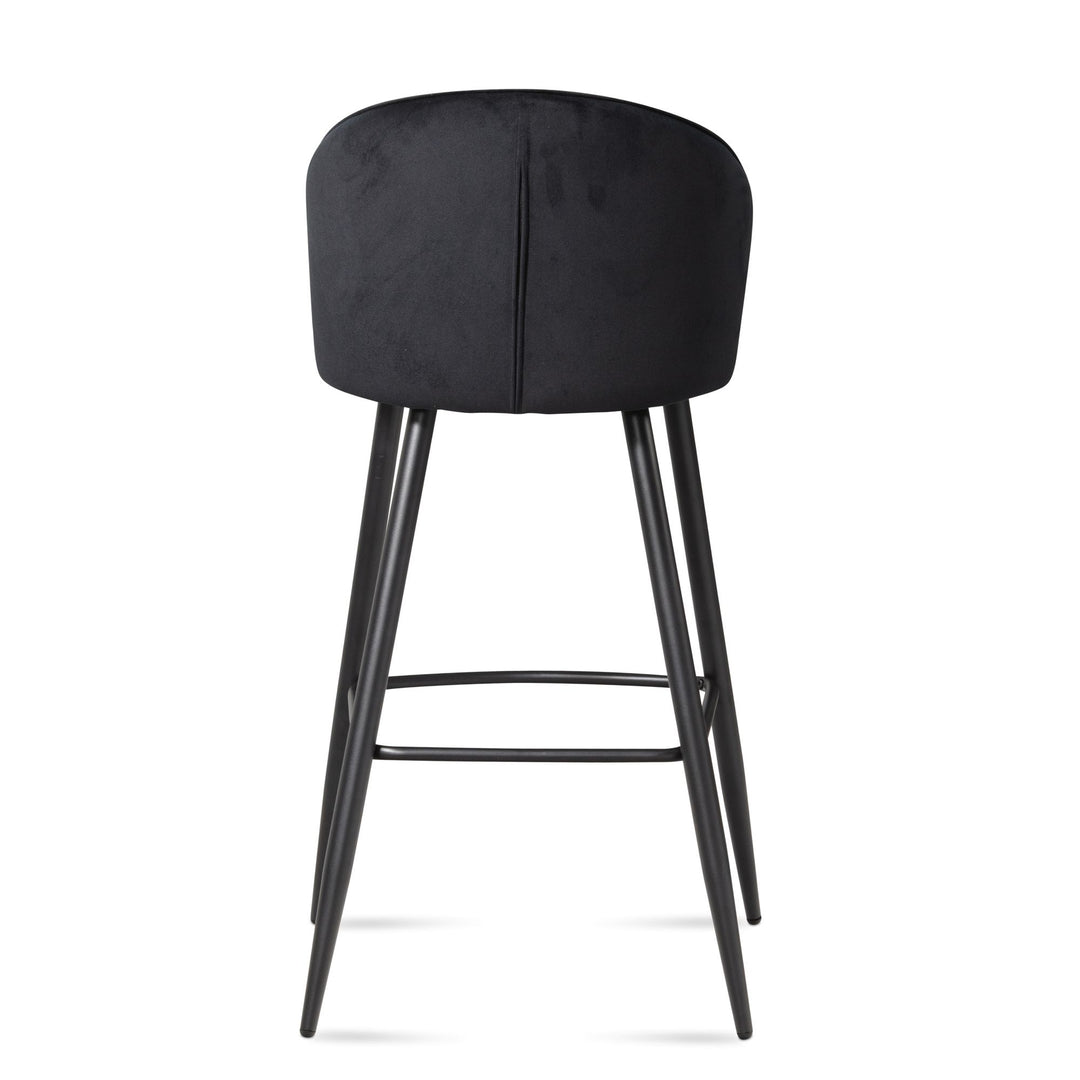 Barhocker Samt Lehne Skandi-Stil Stoff Metall Gepolstert
