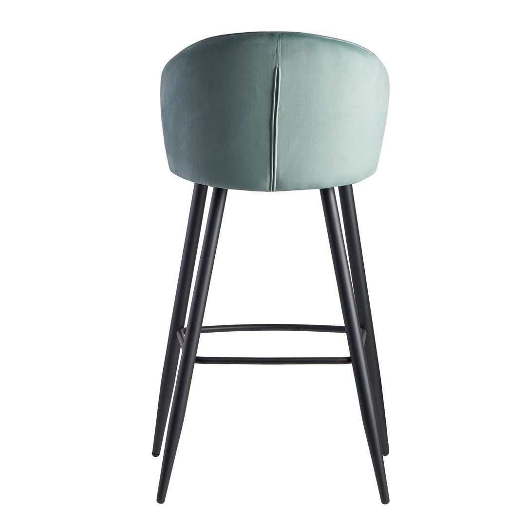 Barhocker Samt Lehne Skandi-Stil Stoff Metall Gepolstert