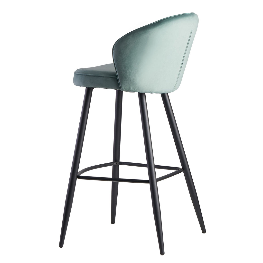 Barhocker Samt Lehne Skandi-Stil Stoff Metall Gepolstert