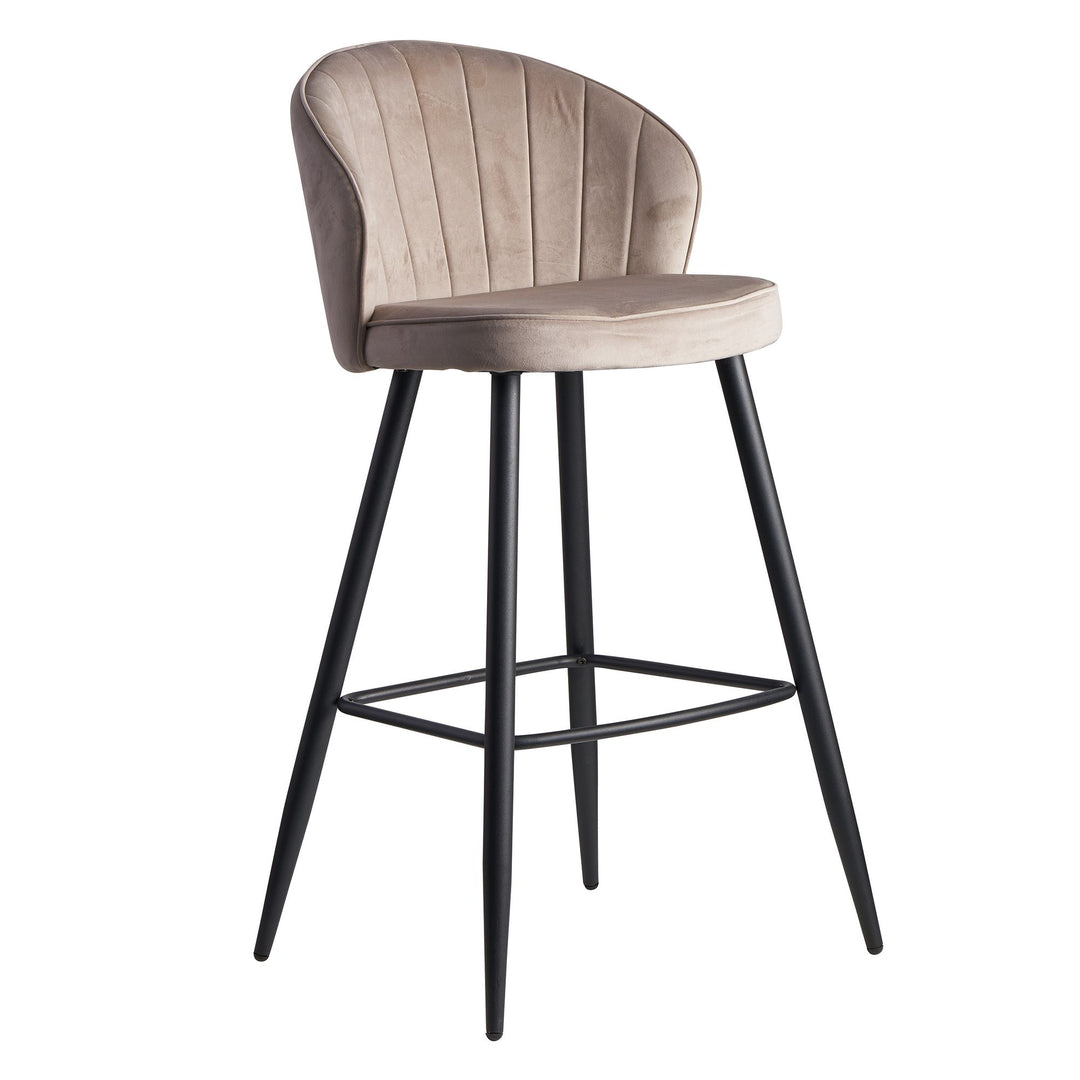 Barhocker Samt Lehne Skandi-Stil Stoff Metall Gepolstert