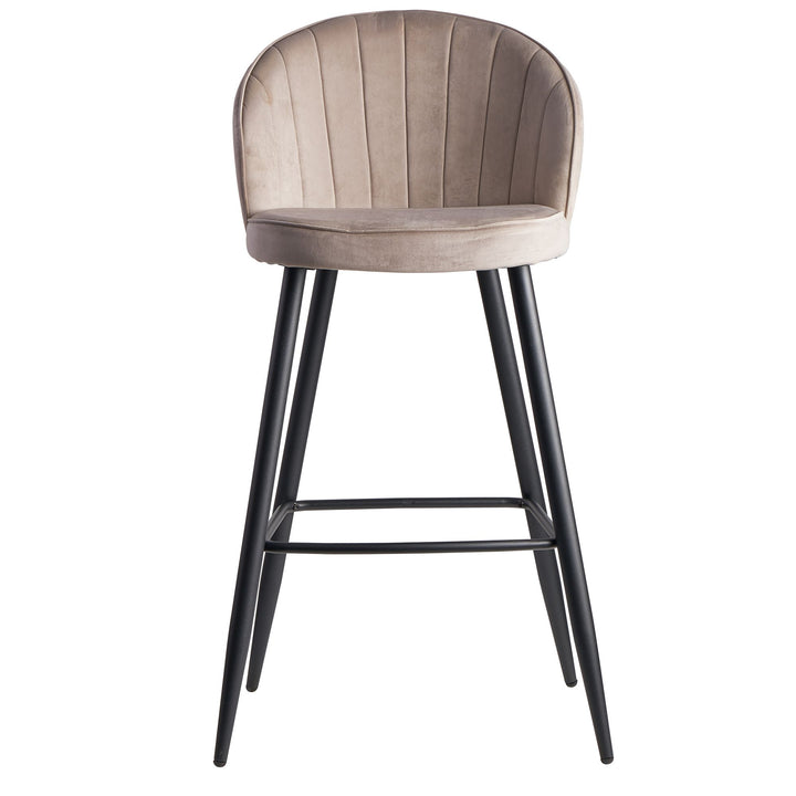 Barhocker Samt Lehne Skandi-Stil Stoff Metall Gepolstert