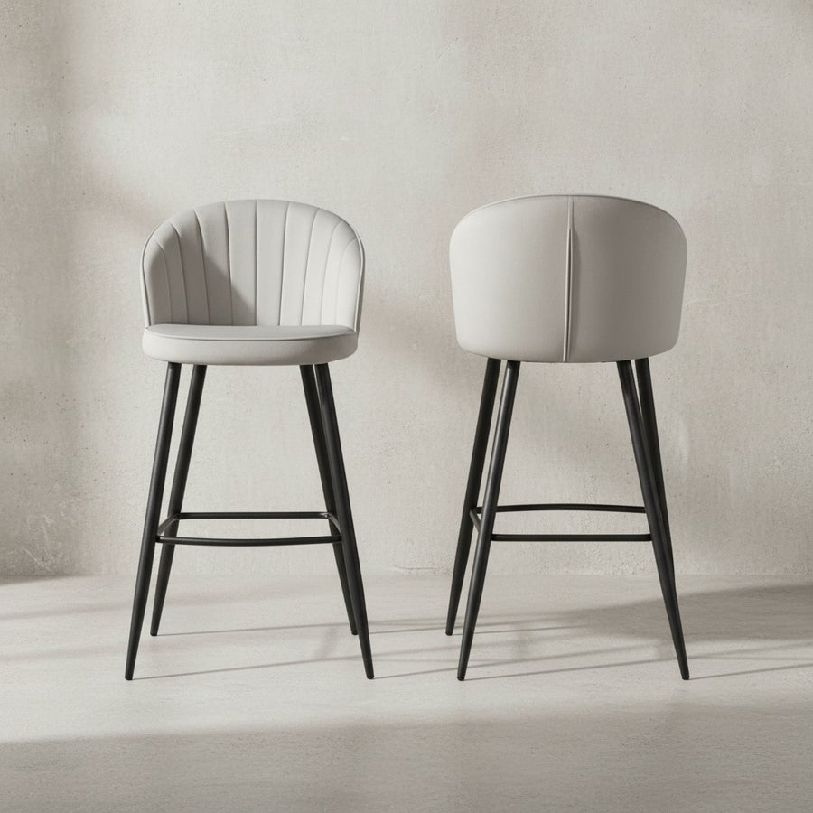 Barhocker Samt Hellgrün Hocker mit Lehne 56x102-5x52-5 cm - Küchenhocker Skandinavisch Stoff / Metall 110 kg - Design Barstuhl Tresenhocker - Bistrohocker Gepolstert_