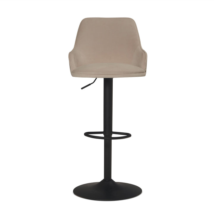Barhocker Samt Hocker mit Lehne 86  - 106 cm - Küchenhocker Höhenverstellbar Modern 100 kg - Barstuhl Tresenhocker mit Metall-Trompetenfuß - Bistrohocker Gepolstert mit Armlehne_