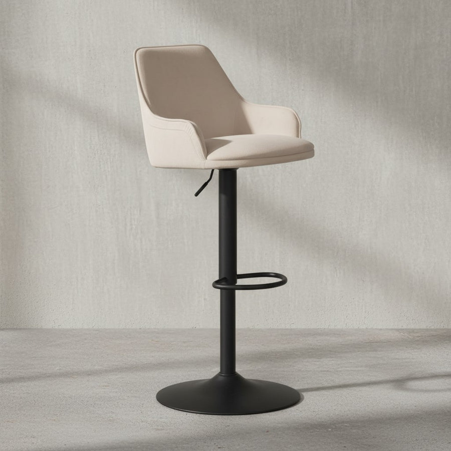 Barhocker Samt Hocker mit Lehne 86  - 106 cm - Küchenhocker Höhenverstellbar Modern 100 kg - Barstuhl Tresenhocker mit Metall-Trompetenfuß - Bistrohocker Gepolstert mit Armlehne_
