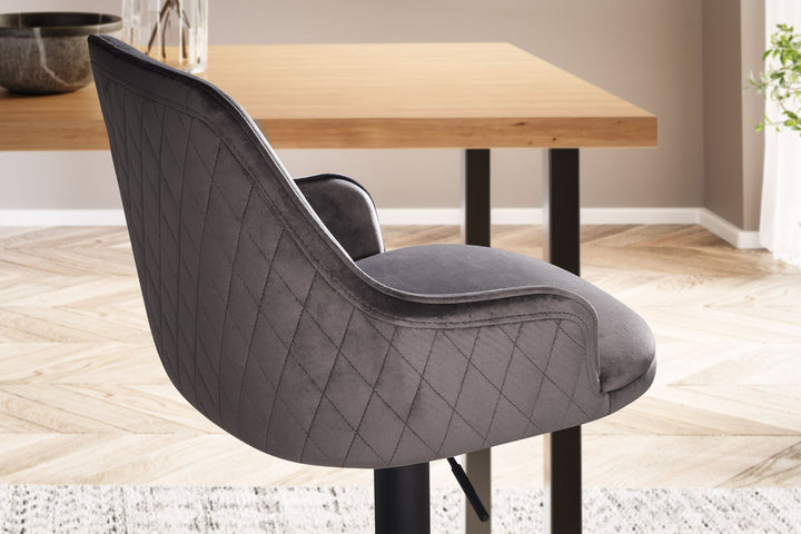 Barhocker Samt Hocker mit Lehne 86  - 106 cm - Küchenhocker Höhenverstellbar Modern 100 kg - Barstuhl Tresenhocker mit Metall-Trompetenfuß - Bistrohocker Gepolstert mit Armlehne_