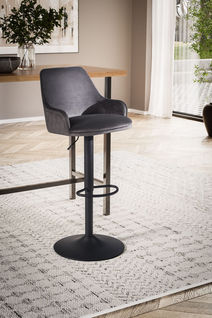 Barhocker Samt Hocker mit Lehne 86  - 106 cm - Küchenhocker Höhenverstellbar Modern 100 kg - Barstuhl Tresenhocker mit Metall-Trompetenfuß - Bistrohocker Gepolstert mit Armlehne_