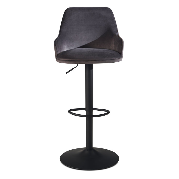 Barhocker Samt Hocker mit Lehne 86  - 106 cm - Küchenhocker Höhenverstellbar Modern 100 kg - Barstuhl Tresenhocker mit Metall-Trompetenfuß - Bistrohocker Gepolstert mit Armlehne_