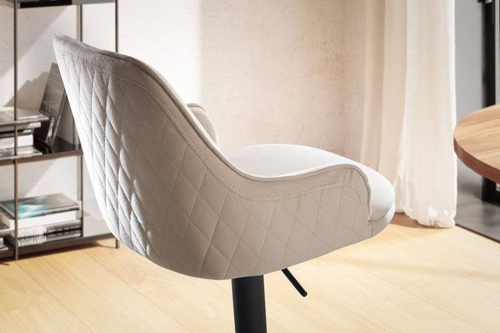 Barhocker Samt Hocker mit Lehne 86  - 106 cm - Küchenhocker Höhenverstellbar Modern 100 kg - Barstuhl Tresenhocker mit Metall-Trompetenfuß - Bistrohocker Gepolstert mit Armlehne_