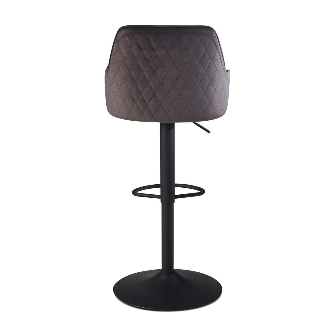 Barhocker Samt Hocker mit Lehne 86  - 106 cm - Küchenhocker Höhenverstellbar Modern 100 kg - Barstuhl Tresenhocker mit Metall-Trompetenfuß - Bistrohocker Gepolstert mit Armlehne_