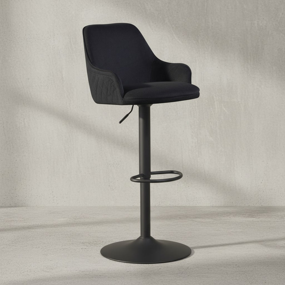 Barhocker Samt Hocker mit Lehne 86  - 106 cm - Küchenhocker Höhenverstellbar Modern 100 kg - Barstuhl Tresenhocker mit Metall-Trompetenfuß - Bistrohocker Gepolstert mit Armlehne_