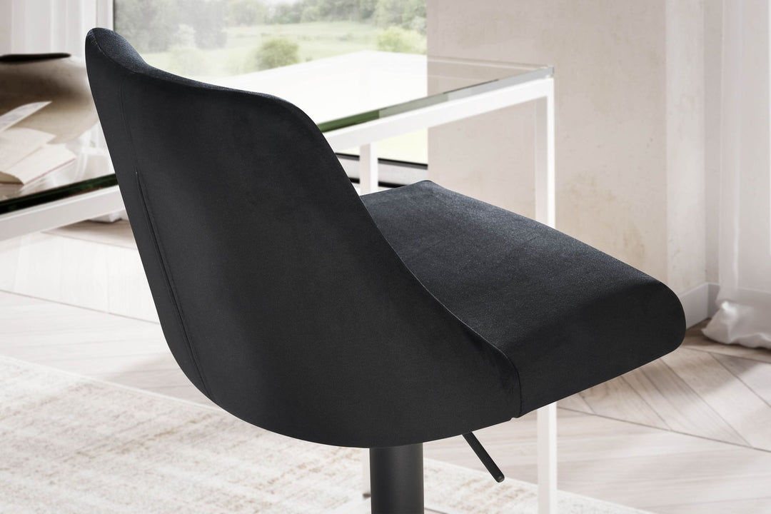 Barhocker Samt Hocker mit Lehne 86  - 106 cm - Küchenhocker Höhenverstellbar Modern 100 kg - Design Barstuhl Tresenhocker mit Metall-Trompetenfuß - Bistrohocker Gepolstert_