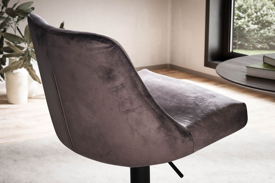 Barhocker Samt Hocker mit Lehne 86  - 106 cm - Küchenhocker Höhenverstellbar Modern 100 kg - Design Barstuhl Tresenhocker mit Metall-Trompetenfuß - Bistrohocker Gepolstert_
