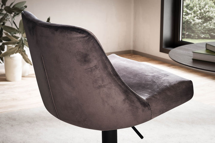 Barhocker Samt Hocker mit Lehne 86  - 106 cm - Küchenhocker Höhenverstellbar Modern 100 kg - Design Barstuhl Tresenhocker mit Metall-Trompetenfuß - Bistrohocker Gepolstert_