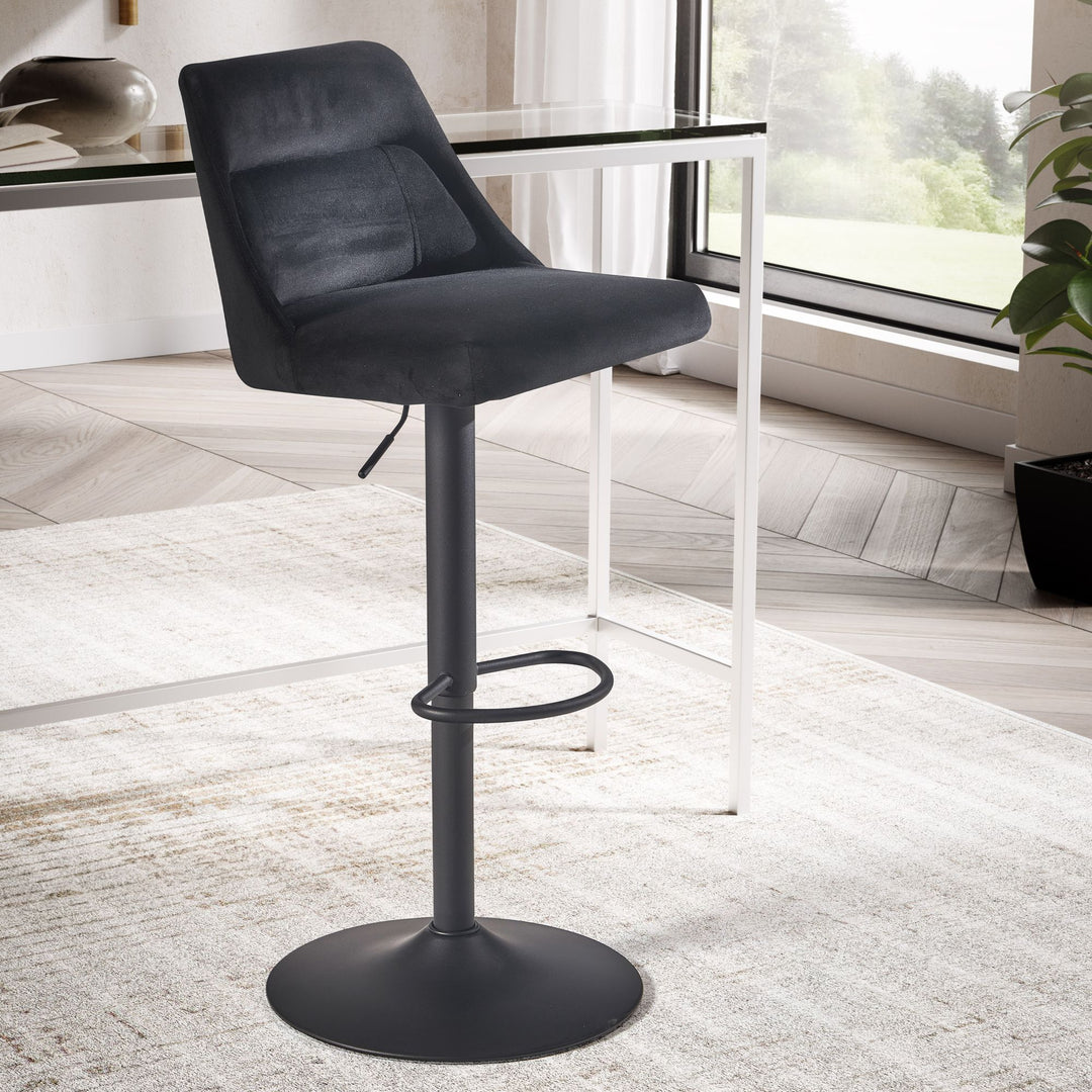 Barhocker Samt Hocker mit Lehne 86  - 106 cm - Küchenhocker Höhenverstellbar Modern 100 kg - Design Barstuhl Tresenhocker mit Metall-Trompetenfuß - Bistrohocker Gepolstert_