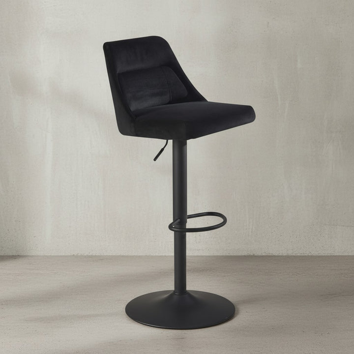 Barhocker Samt Hocker mit Lehne 86  - 106 cm - Küchenhocker Höhenverstellbar Modern 100 kg - Design Barstuhl Tresenhocker mit Metall-Trompetenfuß - Bistrohocker Gepolstert_