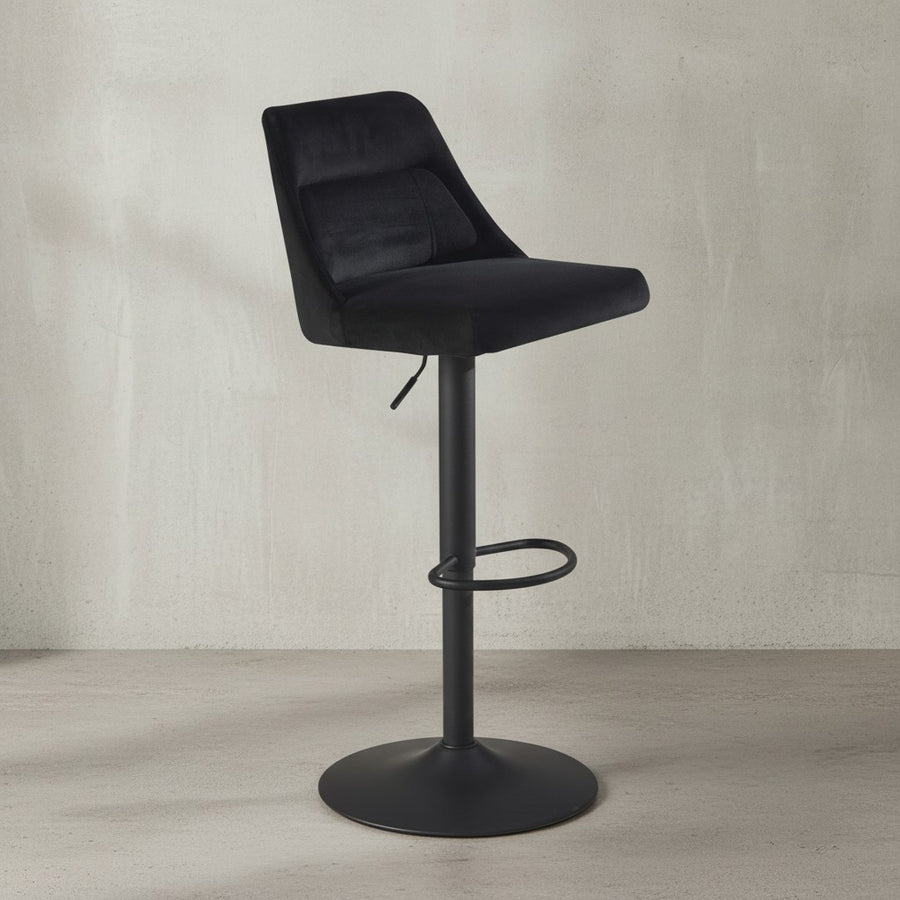 Barhocker Samt Hocker mit Lehne 86  - 106 cm - Küchenhocker Höhenverstellbar Modern 100 kg - Design Barstuhl Tresenhocker mit Metall-Trompetenfuß - Bistrohocker Gepolstert_