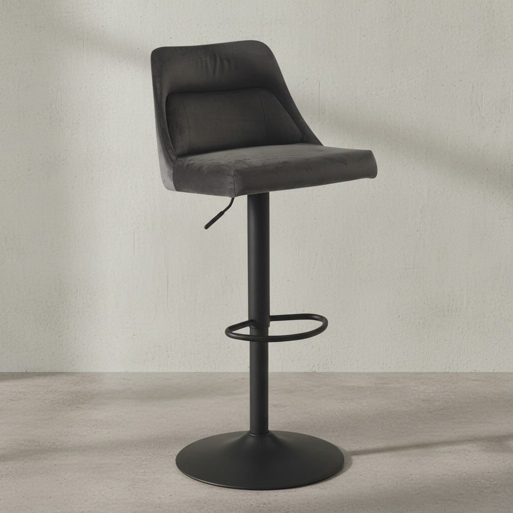 Barhocker Samt Hocker mit Lehne 86  - 106 cm - Küchenhocker Höhenverstellbar Modern 100 kg - Design Barstuhl Tresenhocker mit Metall-Trompetenfuß - Bistrohocker Gepolstert_