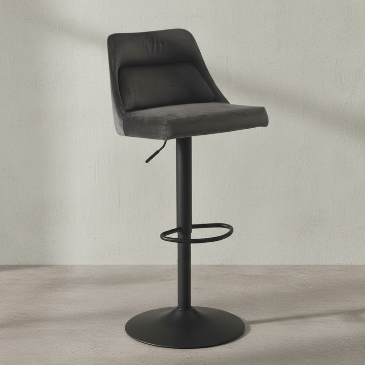 Barhocker Samt Hocker mit Lehne 86  - 106 cm - Küchenhocker Höhenverstellbar Modern 100 kg - Design Barstuhl Tresenhocker mit Metall-Trompetenfuß - Bistrohocker Gepolstert_