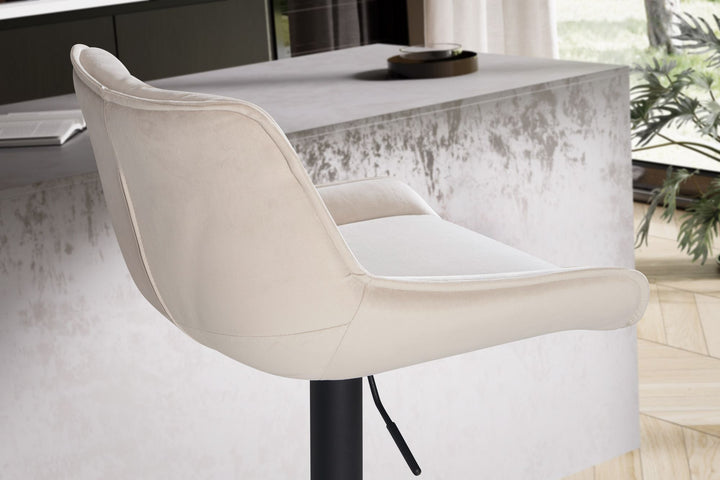Barhocker Samt Hocker mit Lehne 86  - 106 cm - Küchenhocker Höhenverstellbar Modern 100 kg - Design Barstuhl Tresenhocker mit Metall-Trompetenfuß - Bistrohocker Gepolstert_