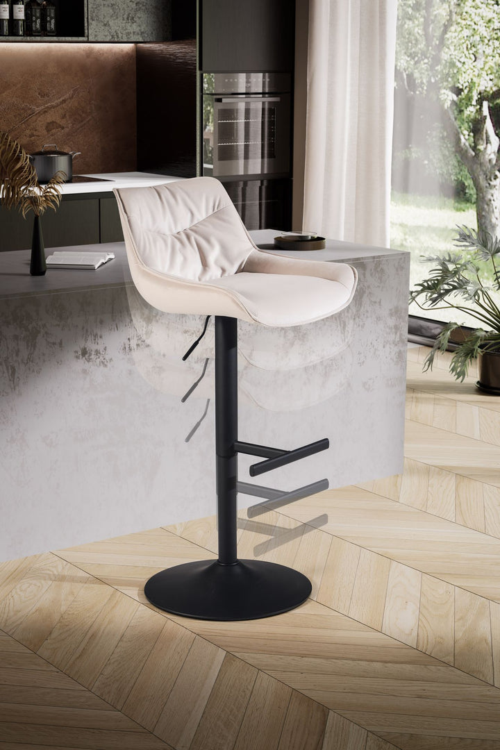 Barhocker Samt Hocker mit Lehne 86  - 106 cm - Küchenhocker Höhenverstellbar Modern 100 kg - Design Barstuhl Tresenhocker mit Metall-Trompetenfuß - Bistrohocker Gepolstert_