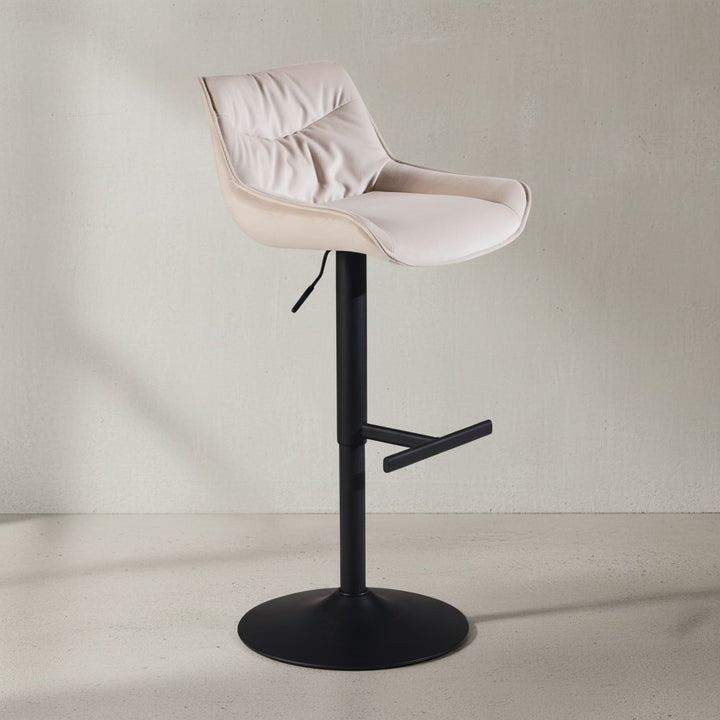 Barhocker Samt Hocker mit Lehne 86  - 106 cm - Küchenhocker Höhenverstellbar Modern 100 kg - Design Barstuhl Tresenhocker mit Metall-Trompetenfuß - Bistrohocker Gepolstert_