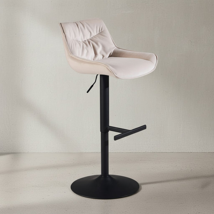 Barhocker Samt Hocker mit Lehne 86  - 106 cm - Küchenhocker Höhenverstellbar Modern 100 kg - Design Barstuhl Tresenhocker mit Metall-Trompetenfuß - Bistrohocker Gepolstert_