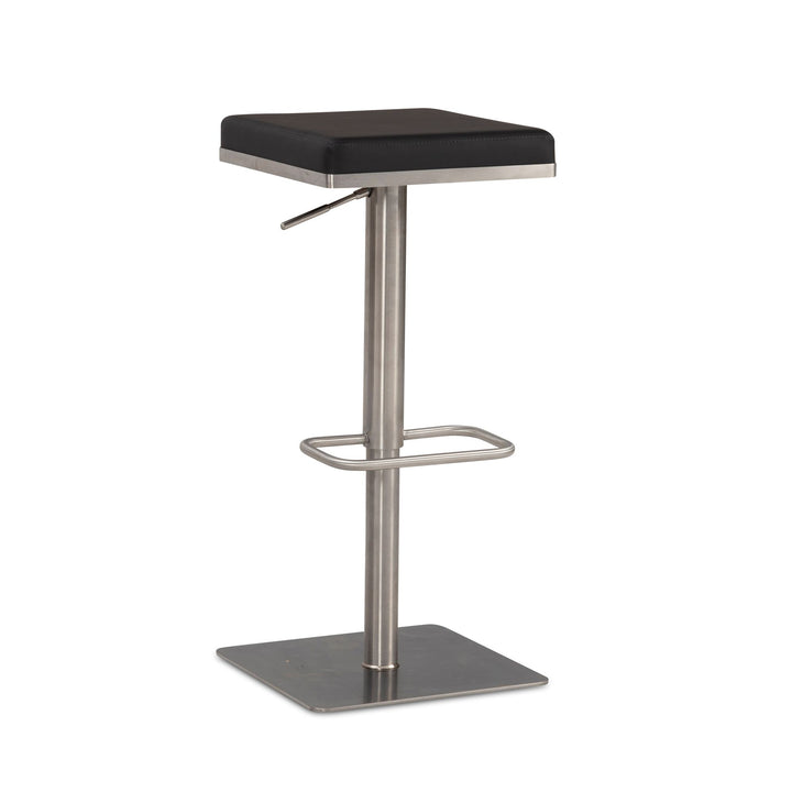 Barhocker – Schwarz, Kunstleder, Edelstahl, höhenverstellbar, drehbar, gepolstert, Modern