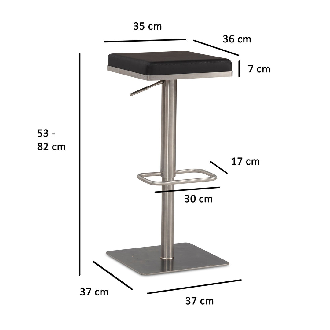 Barhocker Schwarz Kunstleder Edelstahl Barstuhl Modern - Design Tresenstuhl Drehbar Gepolstert - Bistrohocker Metall Hoch - Thekenhocker Höhenverstellbar - Hoher Hocker für Bar_