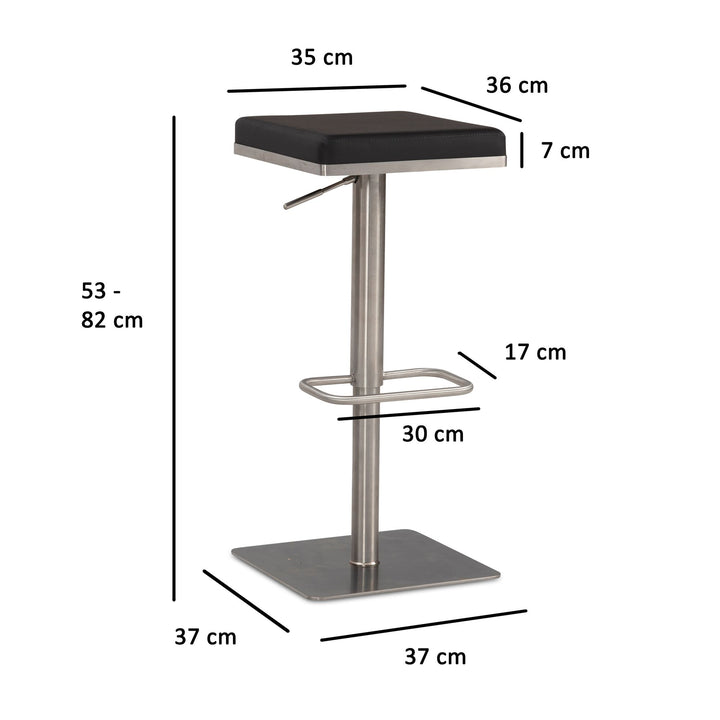 Barhocker Schwarz Kunstleder Edelstahl Barstuhl Modern - Design Tresenstuhl Drehbar Gepolstert - Bistrohocker Metall Hoch - Thekenhocker Höhenverstellbar - Hoher Hocker für Bar_