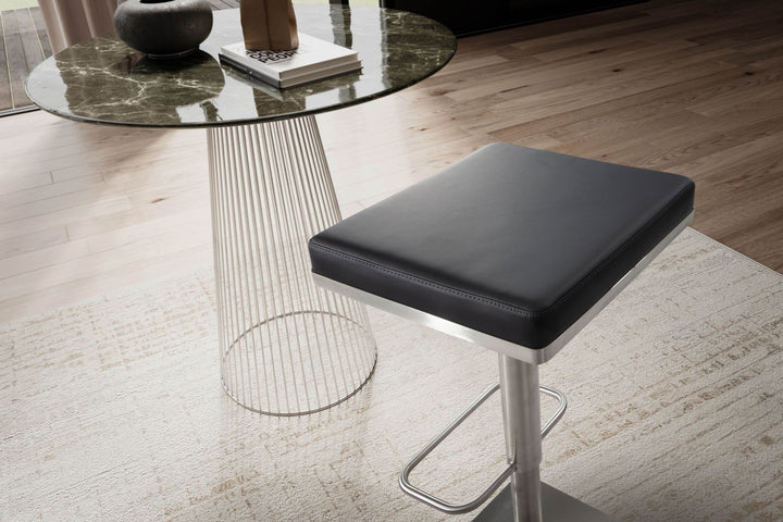 Barhocker Schwarz Kunstleder Edelstahl Barstuhl Modern - Design Tresenstuhl Drehbar Gepolstert - Bistrohocker Metall Hoch - Thekenhocker Höhenverstellbar - Hoher Hocker für Bar_