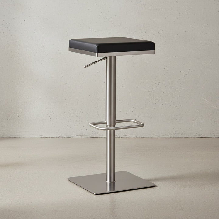 Barhocker Schwarz Kunstleder Edelstahl Barstuhl Modern - Design Tresenstuhl Drehbar Gepolstert - Bistrohocker Metall Hoch - Thekenhocker Höhenverstellbar - Hoher Hocker für Bar_