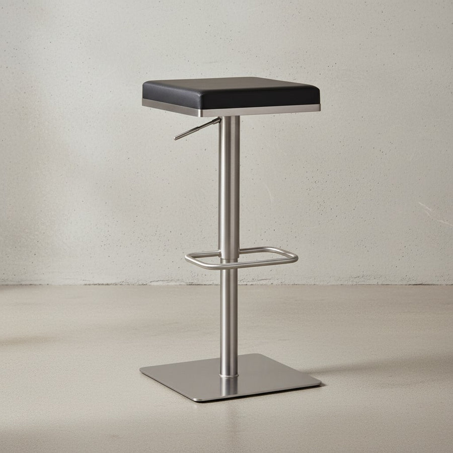 Barhocker Schwarz Kunstleder Edelstahl Barstuhl Modern - Design Tresenstuhl Drehbar Gepolstert - Bistrohocker Metall Hoch - Thekenhocker Höhenverstellbar - Hoher Hocker für Bar_