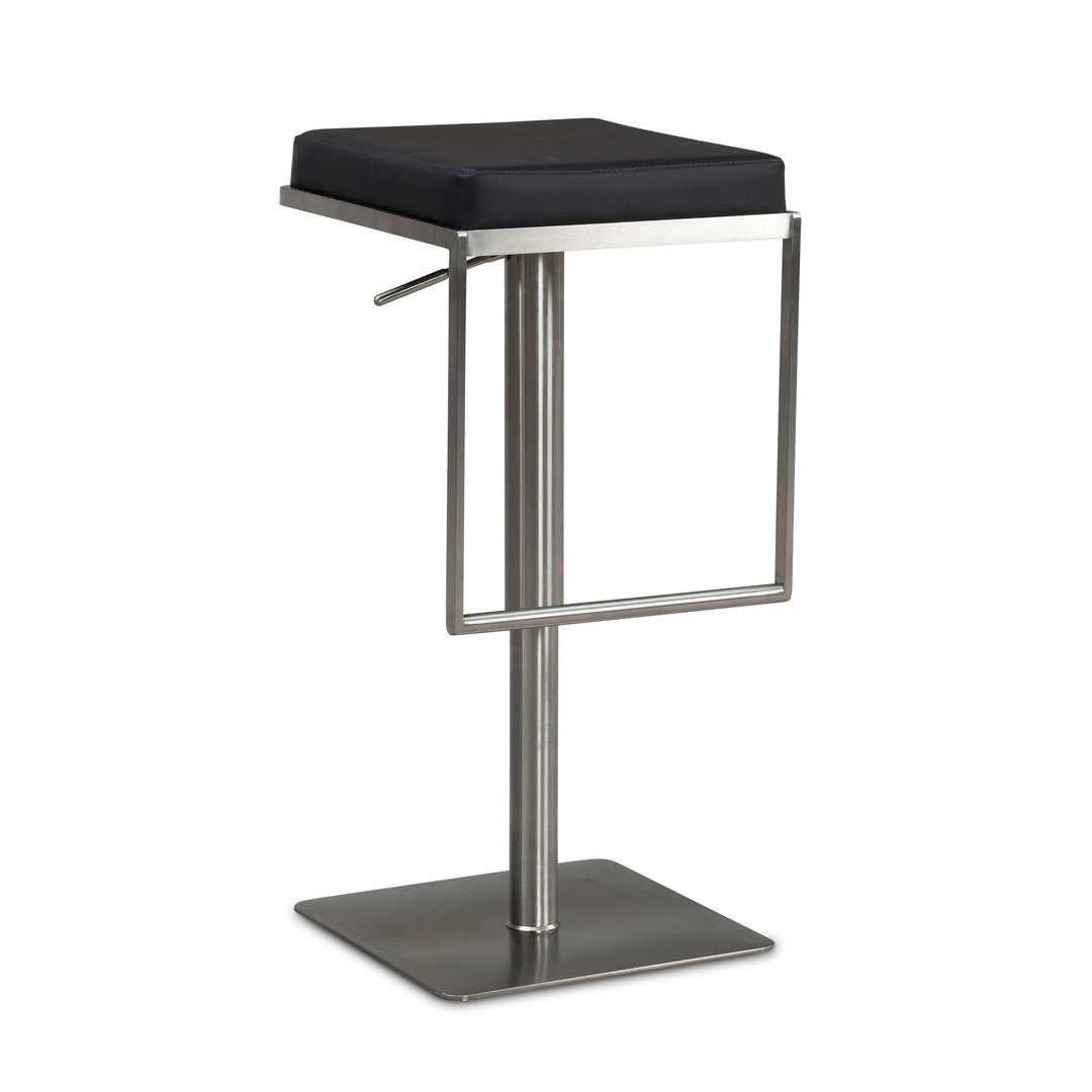 Barhocker – Schwarz, Kunstleder, Edelstahl, höhenverstellbar, drehbar, gepolstert, Modern
