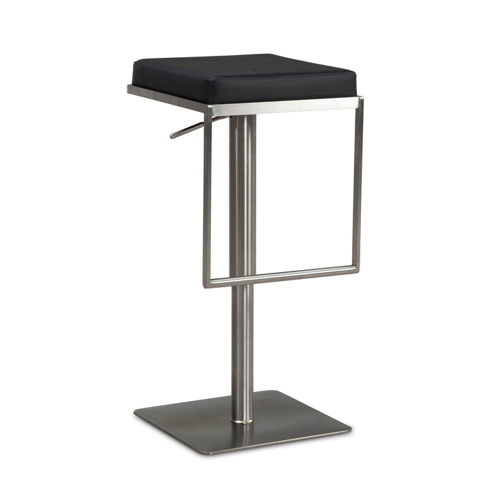 Barhocker – Schwarz, Kunstleder, Edelstahl, höhenverstellbar, drehbar, gepolstert, Modern
