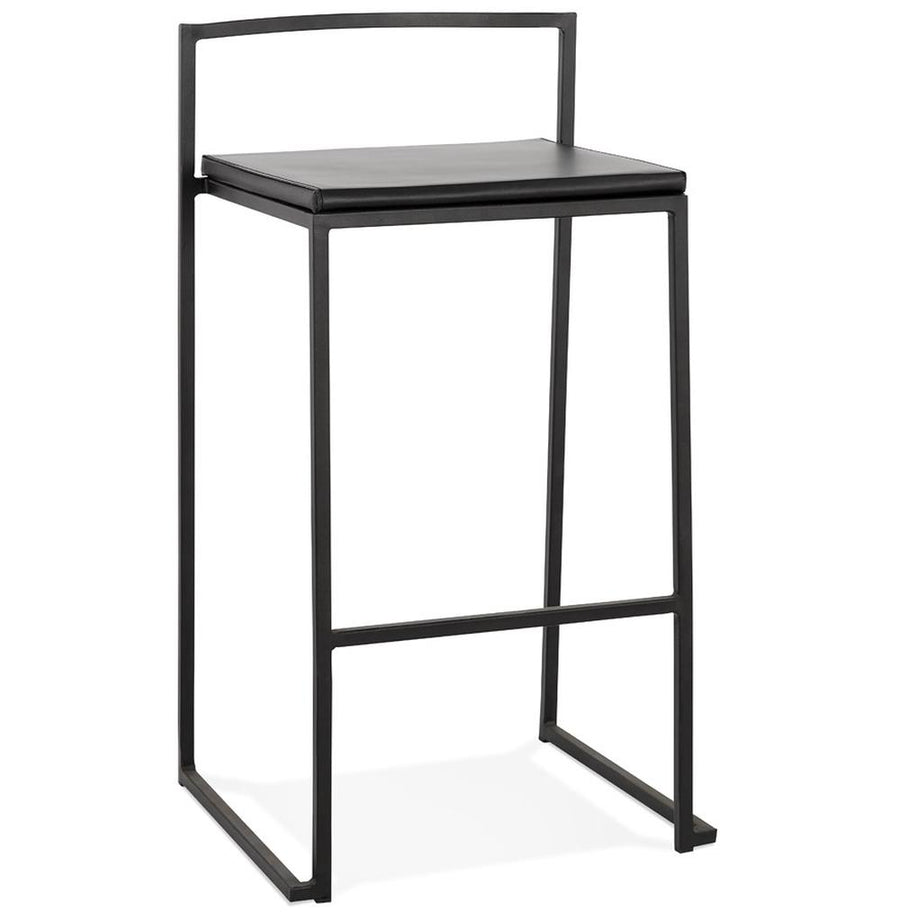 Schwarzer Barhocker - 76-5 cm hoch - stapelbar - Industrial Design. Ergonomischer Kunststoffsitz auf stabilem Metallgestell. Ideal für Küche und Hausbar. TIREXA Kollektion._