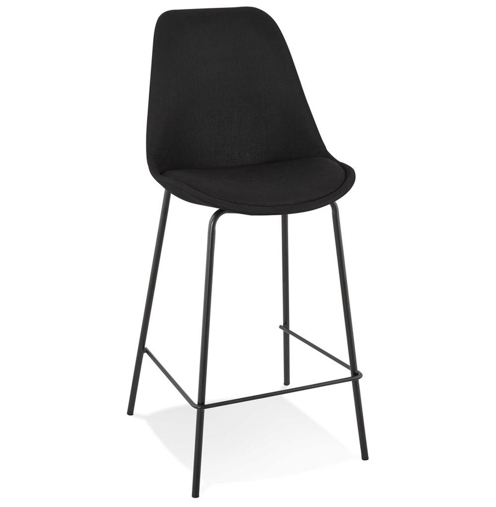 Barhocker schwarz - 65 cm Sitzhöhe - Metallgestell - gepolsterte Rückenlehne - ideal für moderne Bars und Küchen - QUILEX MINI Kollektion_