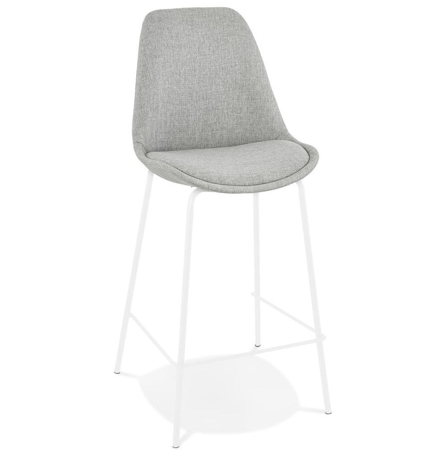 Barhocker grau-weiß - 65 cm Sitzhöhe - weißes Metallgestell - gepolsterter Sitz - perfekt für helle - moderne Küchen - QUILEX MINI_