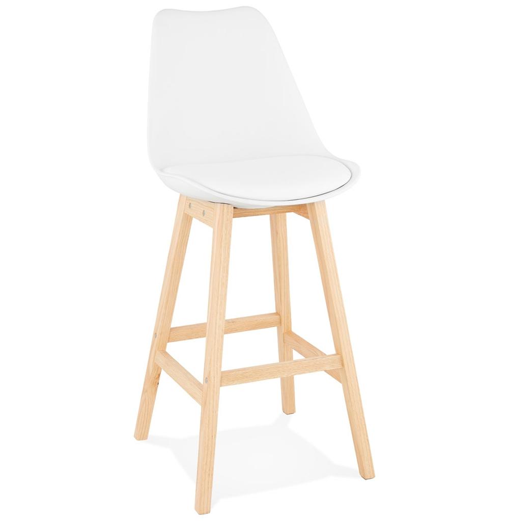 Weißer Barhocker MIRANOX - 75 cm Sitzhöhe - Kunstlederbezug - ergonomische Rückenlehne - ideal für moderne Küchen._