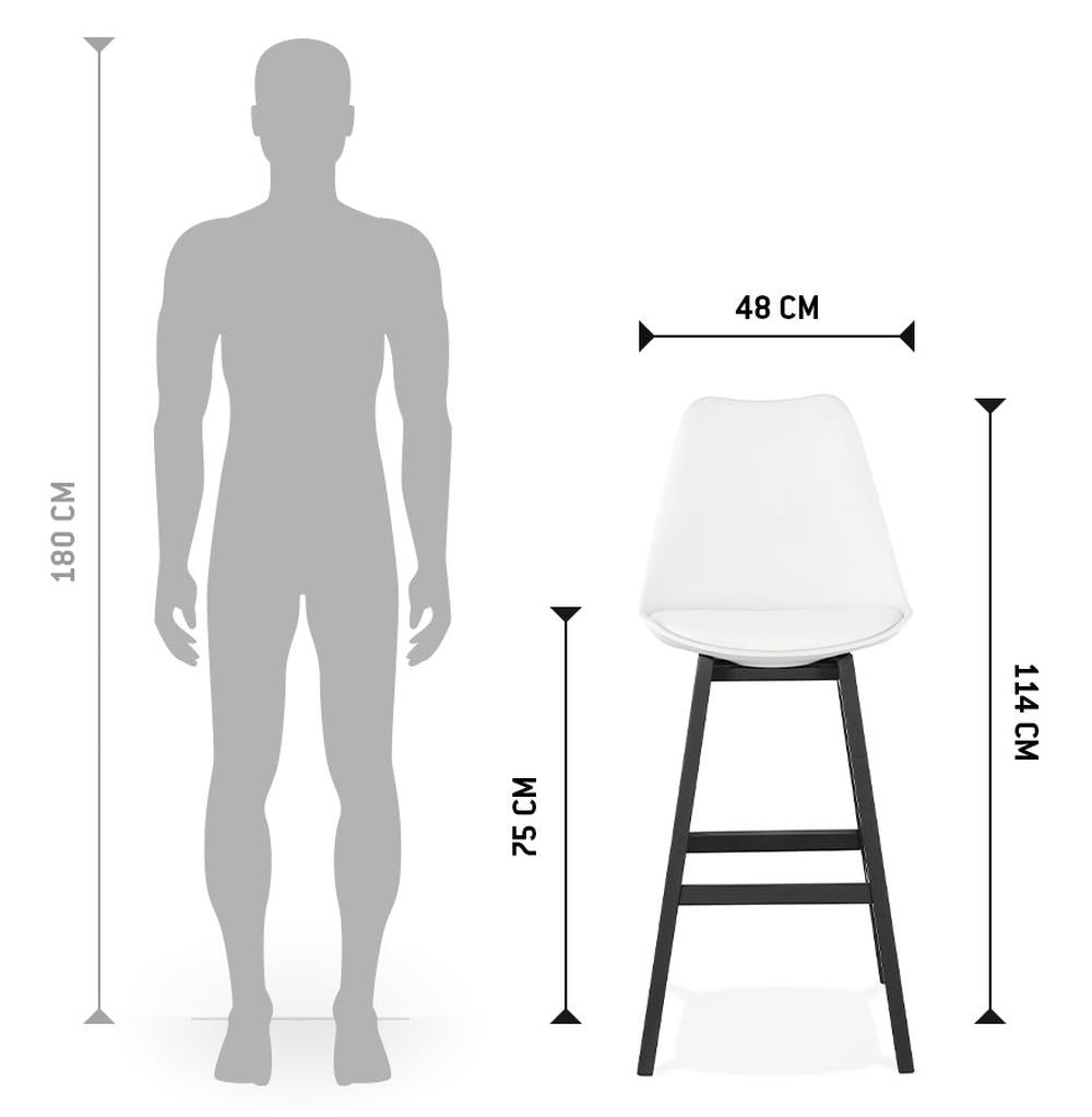 Barstuhl in Weiß und Schwarz - 48x56x114 cm - modernes Design für zeitgemäße Einrichtungen._