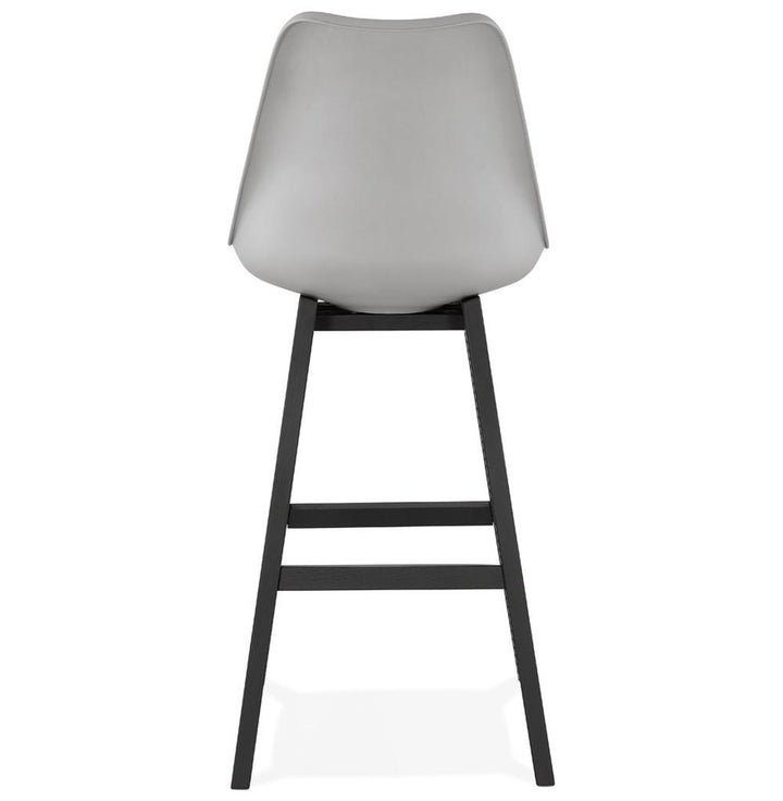 Sitzhocker in Grau - Ergonomische Form - schwarze Holzbeine - ideal für Büro und Hausbar._