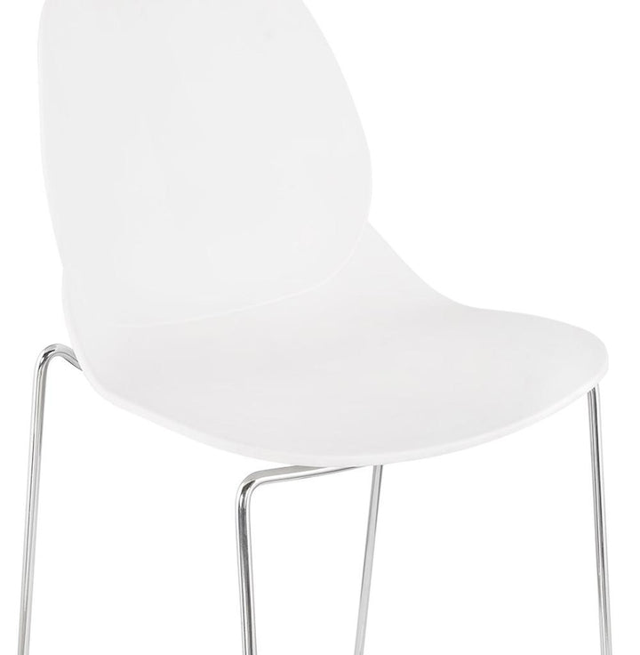 Barhocker Weiß-Chrom - 65-5 cm Sitzhöhe - glänzendes Chromgestell - weißer UV-beständiger Sitz - frisch für Küchen - QUIRON MINI Kollektion_