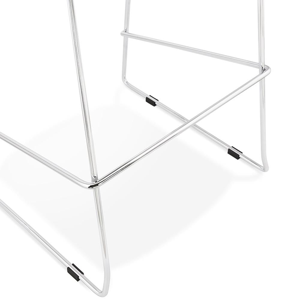 Weiß-Chrom Hocker im Detail - Ergonomische Sitzfläche - reflektierende Metallteile - 101 cm Gesamthöhe - stilvoll für zeitgemäße Einrichtungen - Kadima QUIRON MINI_