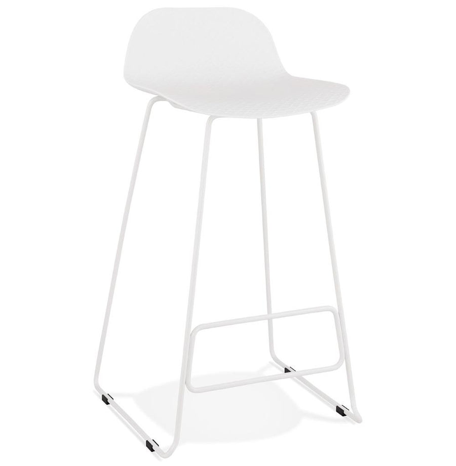 Weißer Barhocker JORALI - 76 cm Sitzhöhe - ergonomische Rückenlehne - Polypropylen-Sitz und Metallbeine - ideal für moderne Küchen_