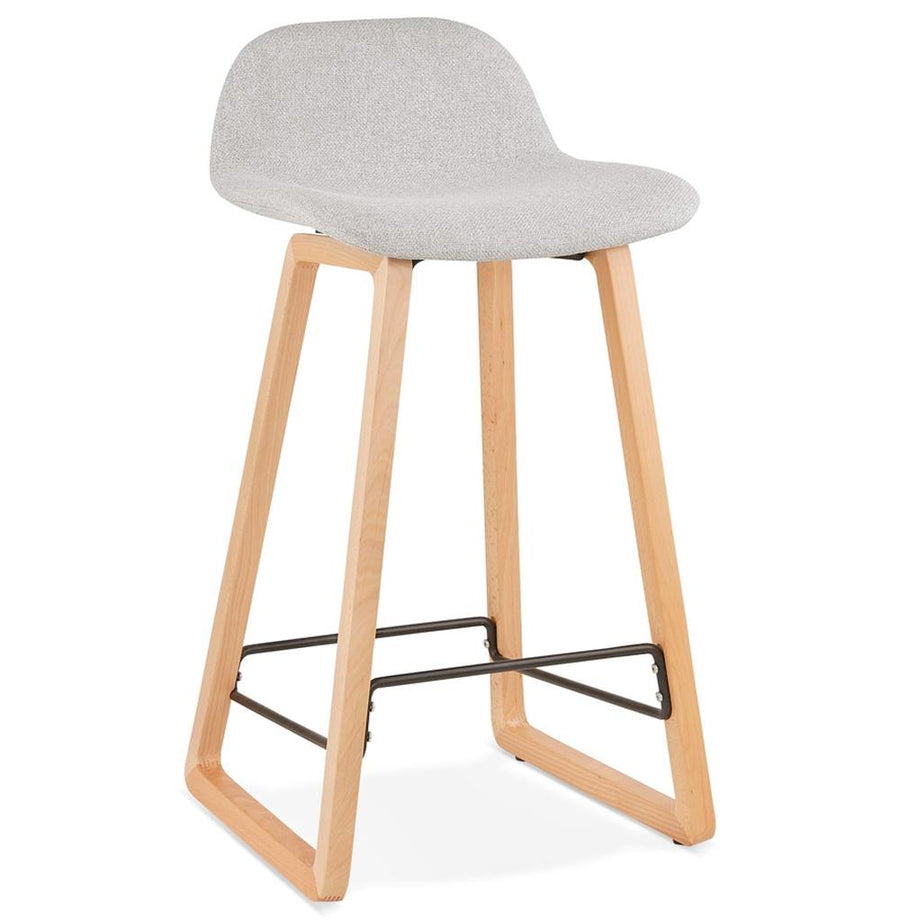 Barhocker hellgrau-beige - 72cm Sitzhöhe - Stoffpolsterung - helles Buchenholz-Gestell - nordisches Flair für moderne Essbereich - ZILARO Serie_