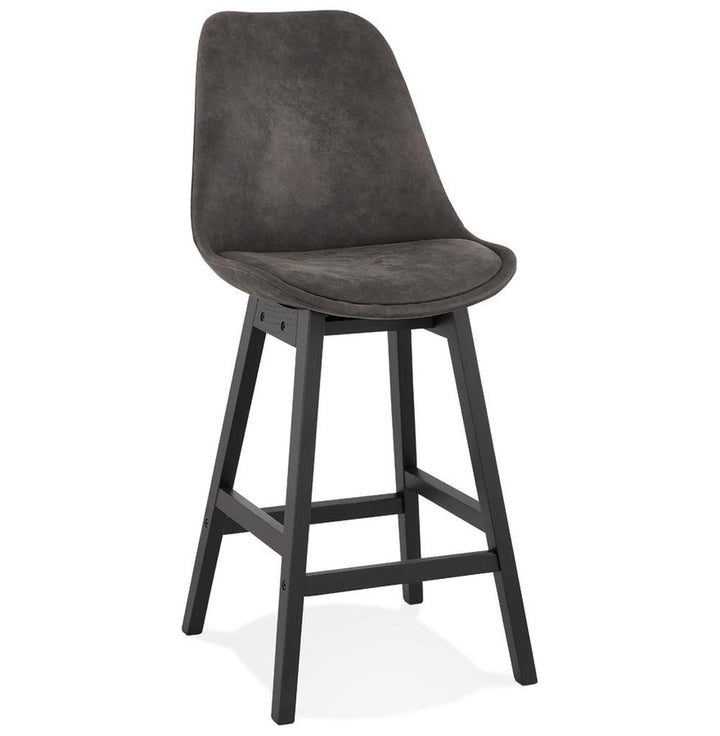 Barhocker anthrazit - 66cm erhöhter Sitz - dunkles Mikrofaserpolster - schwarze Eichenbeine - 40cm Rückenstütze - eleganter Blickfang für Lofts_