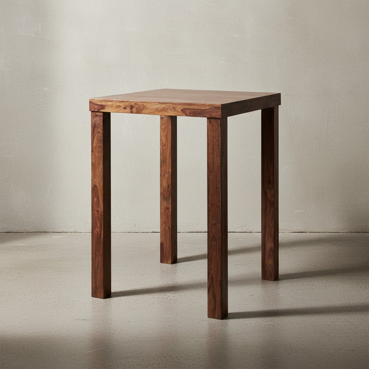 Rustikaler Sheeshamholz Bartisch_ Stabile Konstruktion_ Einzigartiges Design - KADIMA DESIGN_Größe_ 80x80x110 cm_