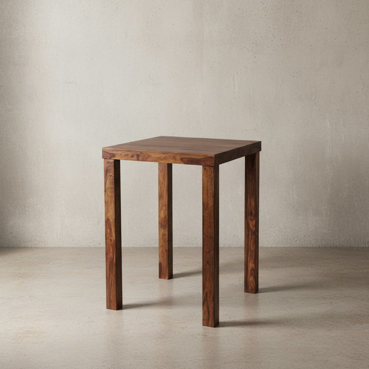 Rustikaler Sheeshamholz Bartisch_ Stabile Konstruktion_ Einzigartiges Design - KADIMA DESIGN_Größe_ 80x80x110 cm_