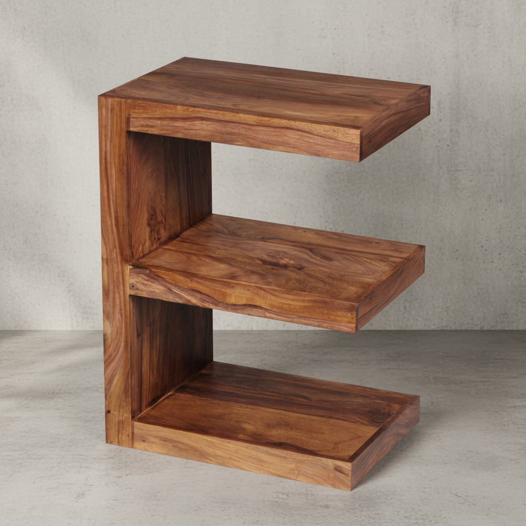 Beistelltisch &quot;E&quot; Cube NAKO_ Akazienholz_ E-Konstruktion_ 45x30 cm_ 60 cm Höhe_ handgefertigt - KADIMA DESIGN_Farbe_ Braun_ Größe_ 45x30x60 cm_